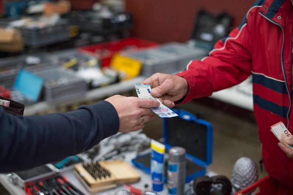Transaction At a pawnshop for a collateral loan in Las Vegas