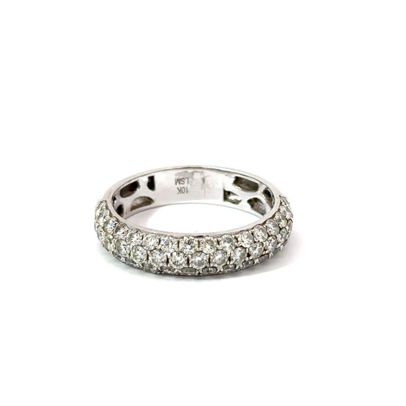 10kt White Gold Pave Diamond Band Ring