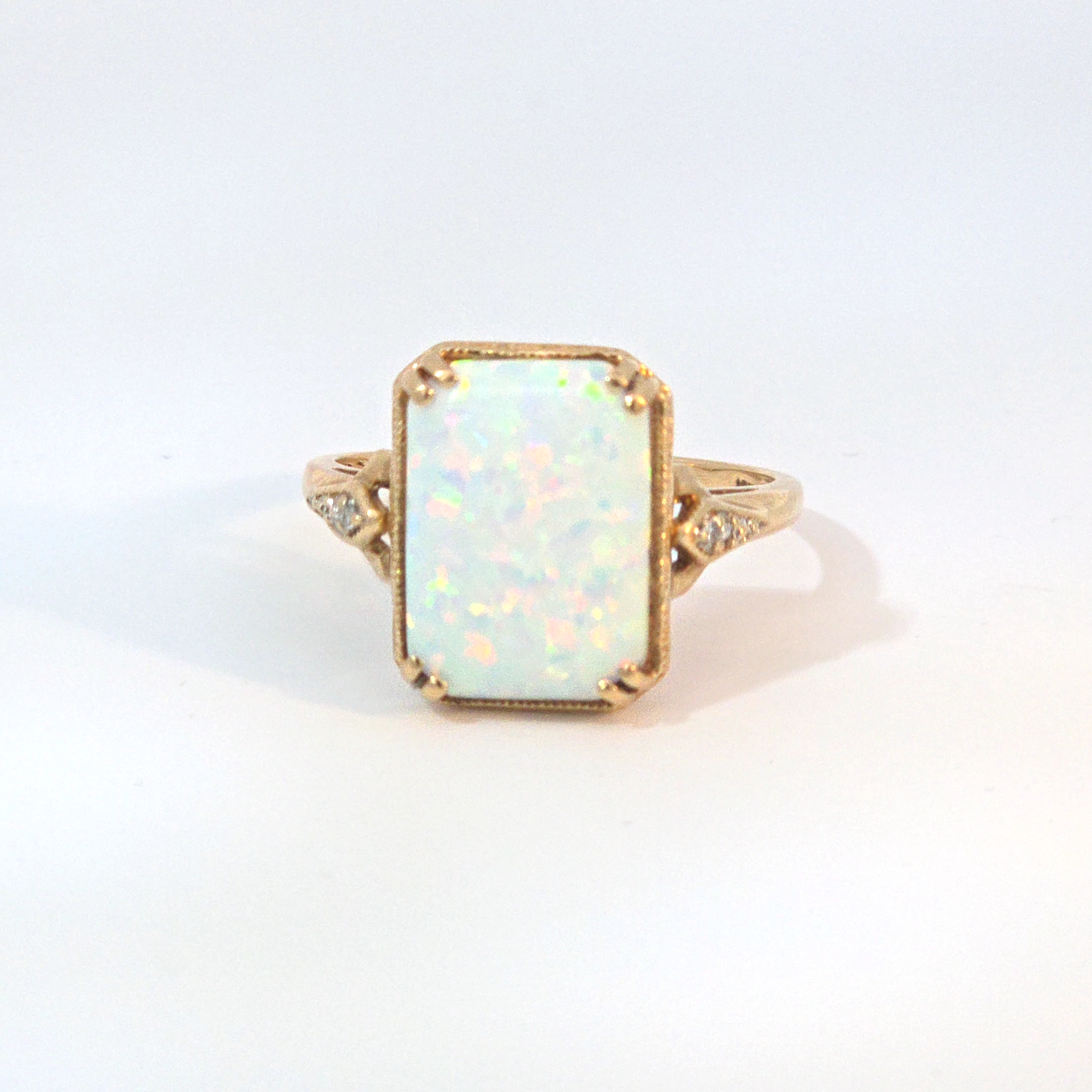 10k Yellow Gold and Fire Opal