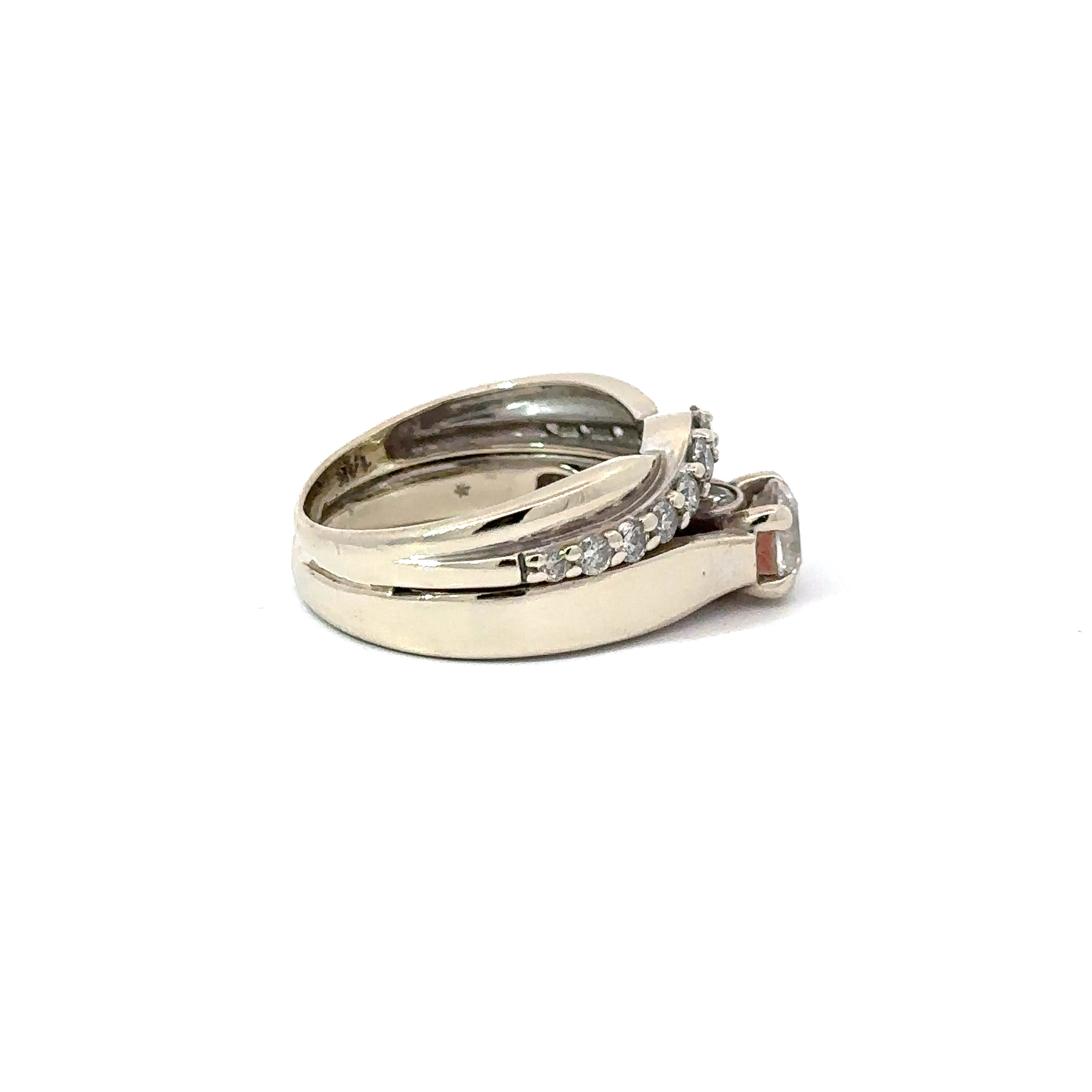 14kt White Gold Soldered Diamond Engagement & Wedding Ring Set - Image 4